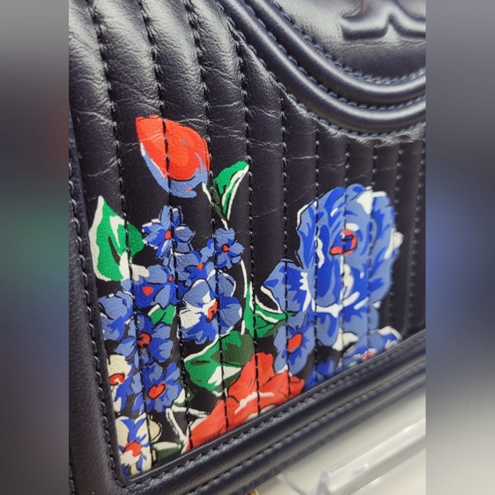 Tori Burch Floral Fleming Soft Leather Crossbody Bag - Picture 4 of 13